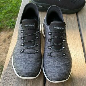 Sketchers slip in sneakers hands free